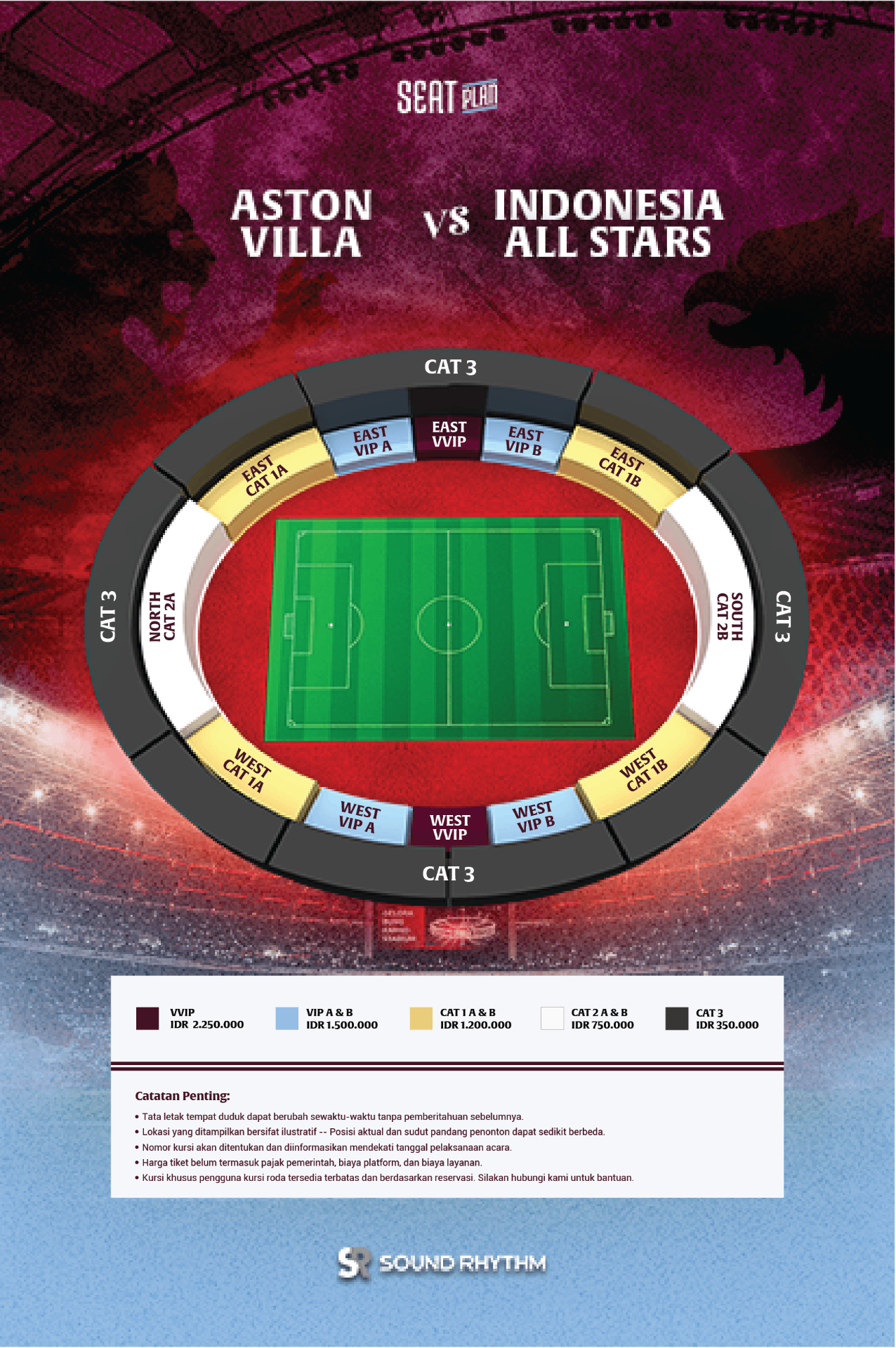 Seat plan and ticket categories for the match